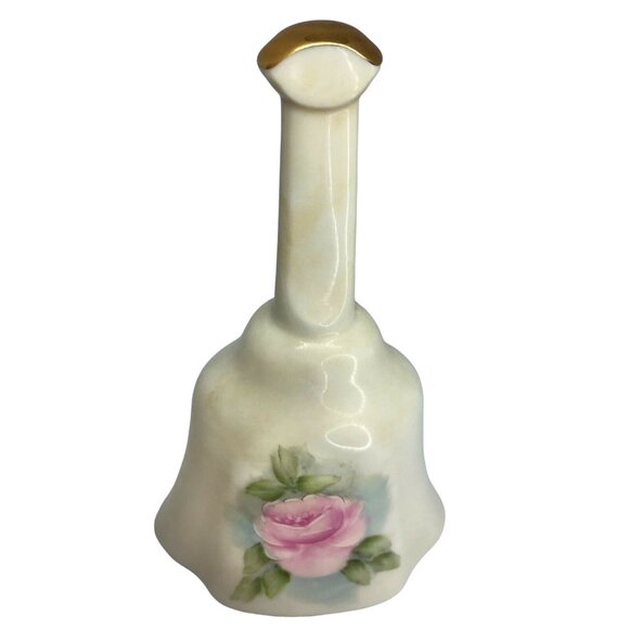 Hand-Painted Ceramic Bell With Pink Rose Design By H. Kline - Picture 4 of 8